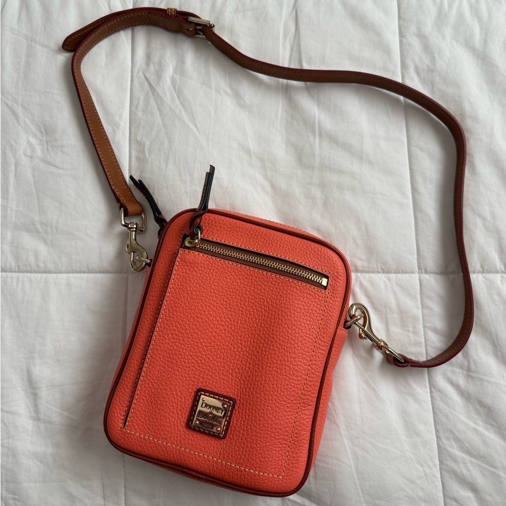 Dooney & Bourke Orange and Brown Crossbody Bag with Adjustable Strap